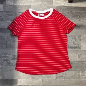 SO Red and White Striped Women's Top